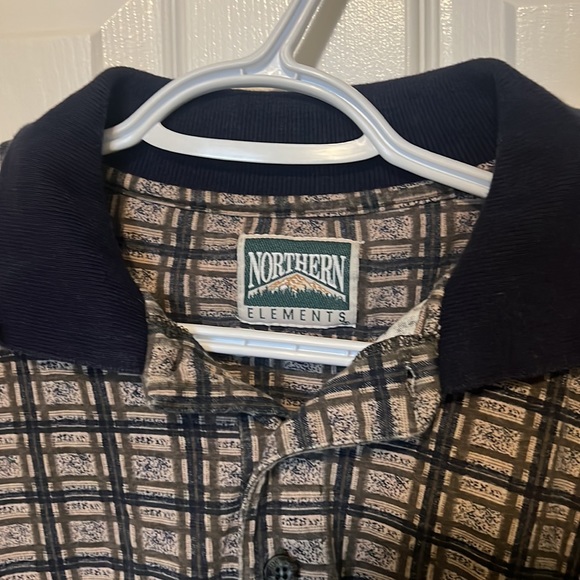 Northern Elements dark green, blue and beige collared long sleeve shirt - Picture 2 of 6